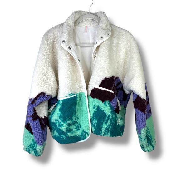 Free People Movement Hit The Slopes Sunrise Summit Ivory Fleece Button Jacket XS - Picture 3 of 13